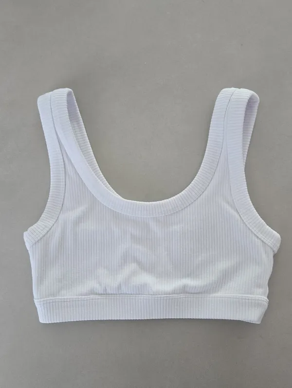 Alo Yoga White Ribbed Wellness Slort Bra Size S - Image 2
