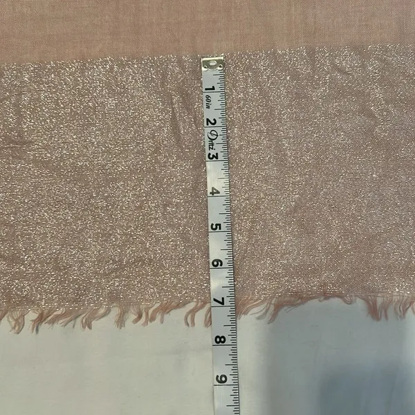 Elegant Sheer Pink Shawl with silver metallic trim 41”x76” EUC - Image 5