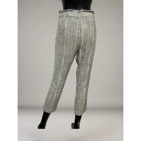 Free People Cotton Blend Light Weight‎ Gray Striped Cropped Pants Size 0 - Image 4
