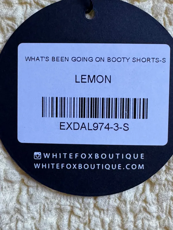White Fox NEW Butter Lemon Yellow Minding My Business Booty Shorts SMALL - Image 5