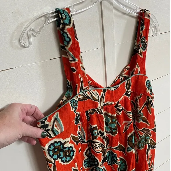 Band‎ of the Free Teresa Tangerine Floral Tank Mini Dress Medium Orange Boho - Image 6