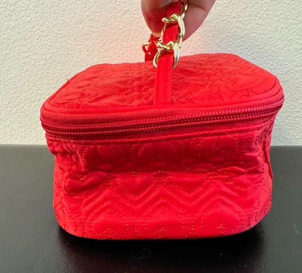 Red Pink Mary Kay makeup bag with gold chain handle #glam #makeup bag New - Image 5