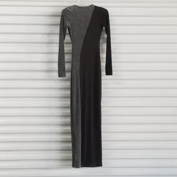 Naked Wardrobe Dress Womens XS Black Silver Metallic Formal Evening Gown Wedding - Image 4