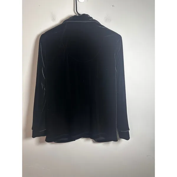 Lauren Ralph Lauren Womens PS Black Velvet Crest Pajama Top Button Down Cardigan - Image 6