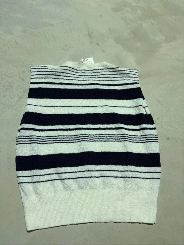 Skies are blue NWT terry cloth Striped Sweater tank navy medium MSRP$53 - Image 7