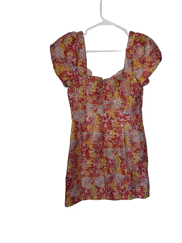 🌸 Lulus Floral Jacquard Puff Sleeve Mini‎ Dress Size M 🌸 - Image 3