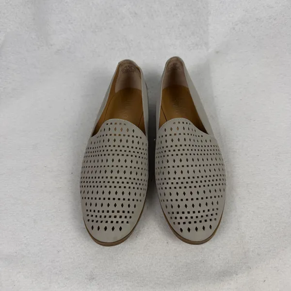 Franco‎ Sarto Factor Loafers Womens 9M Laser Cut Perforated Slip On Gray Taupe - Image 3