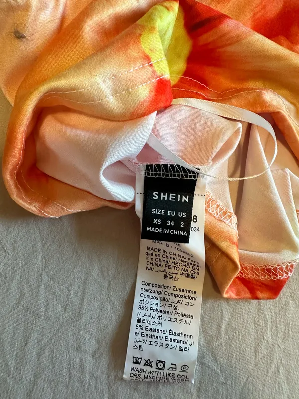 SheIn Orange Floral Crop Tube Top - Image 4