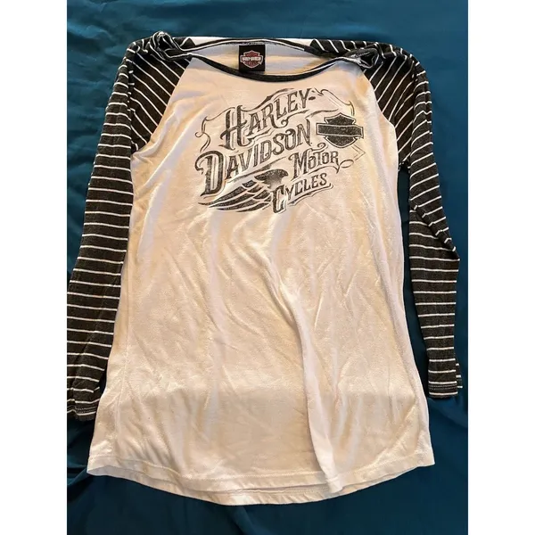Women's Harley-Davidson Incremental Delusions Striped Shirt Top S Lawless HD FL - Image 2