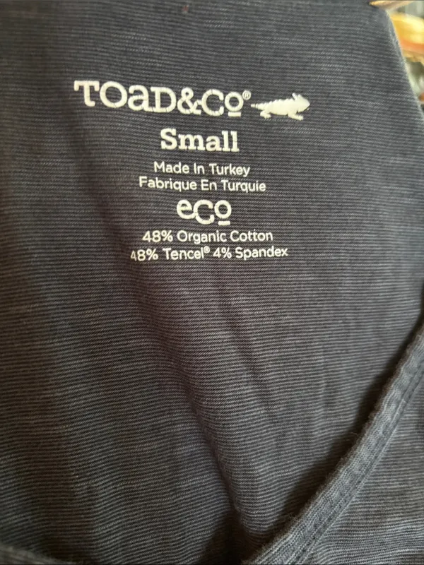 Toad&Co Marley ll Long Sleeve Slub Tee Sz S Heather Gray V Neck Organic Cotton - Image 6