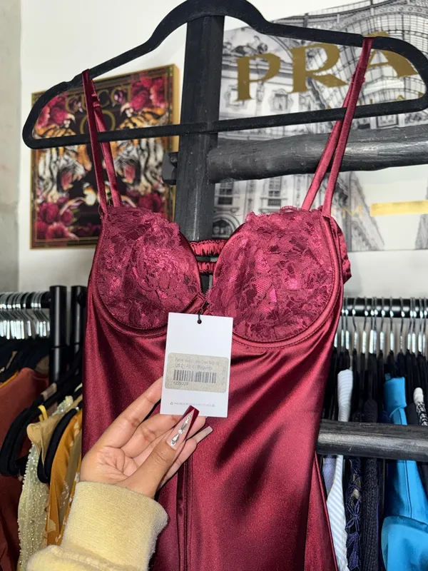 Princess Polly Fadyen Bias Cut Maxi Dress Burgundy Satin Lace Bust XS 2 New NWT - Image 10