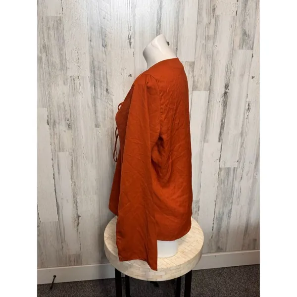 Truth NYC Rust Orange Lace-Up Blouse Women’s Size M - Image 3