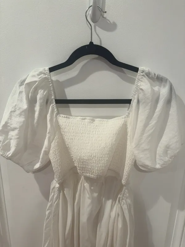 Aritzia White Puff Sleeve Mini Dress - Image 8