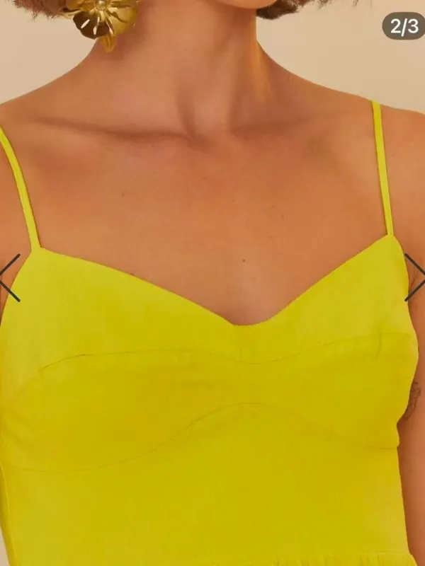 NWOT Farm Rio Linen Blend Yellow Sleeveless Midi Dress Size L - Image 2