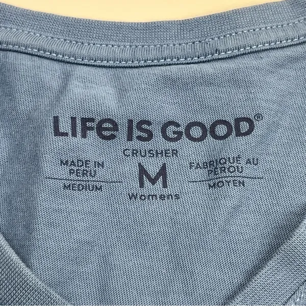 Life Is Good Crusher Tee Shirt Dog Womens Size Medium Blue‎ Short Sleeve Popover - Image 3