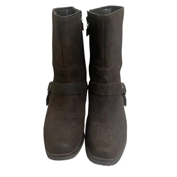 Bc Footwear Womens Boots Leather Brown Bootie Zip 8.5 Biker Harness Pre‎ Owned - Image 2