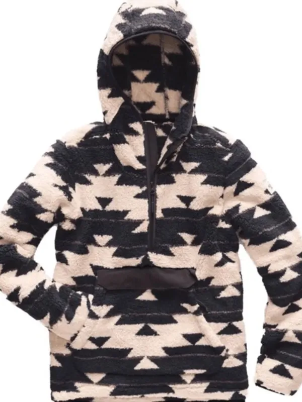 The North Face Black Cream Aztec Campshire Sher Pullover Hoodie Sweatshirt - Image 2