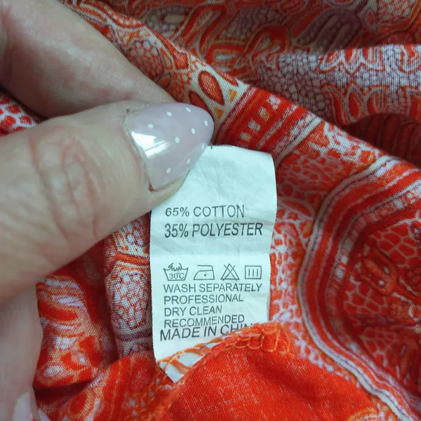 Boho Cotton Beachy Relaxed Shabby Lagenlook Smocked Maxi Skirt OS Orange - Image 5