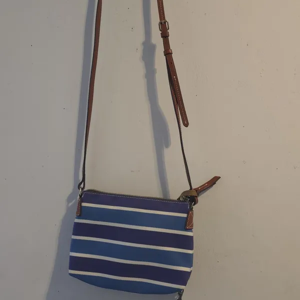 Dooney & Bourke Blue and Cream Striped Tote - Image 3