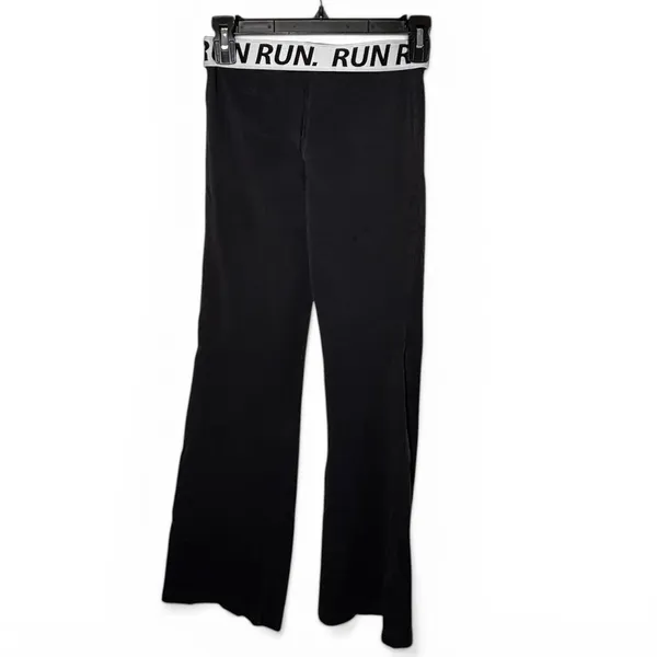 Run XS Wide Leg Stretch Pants Straight Athleisure 28" inseam black lounge - Image 2