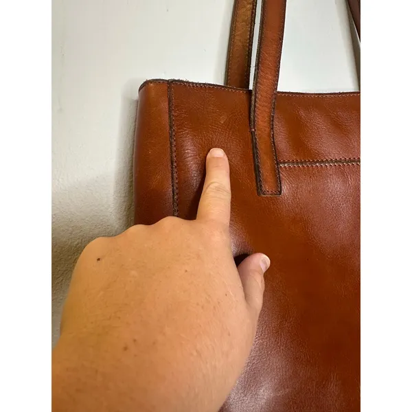 PATRICIA NASH Brown Leather Front Pocket Zipper Closure Top Handle Shoulder Tote - Image 8