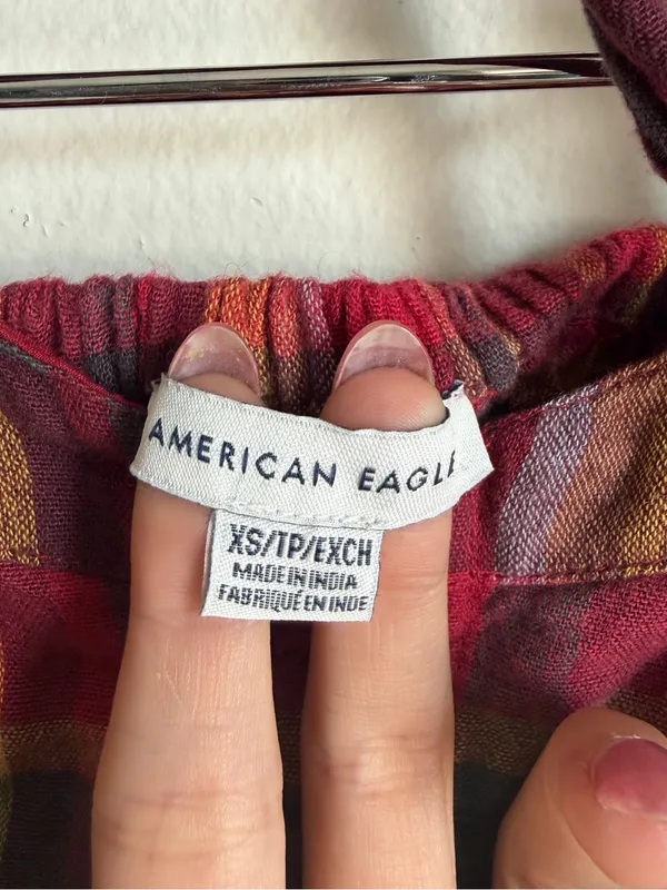 American Eagle Plaid Bustier Halter Crop Top - Image 5