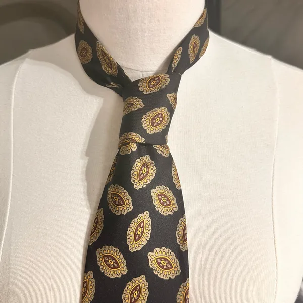 LANDS' END Vintage Handmade Tie USA Silk Mens Blue Multicolor Paisley Neck - Image 2