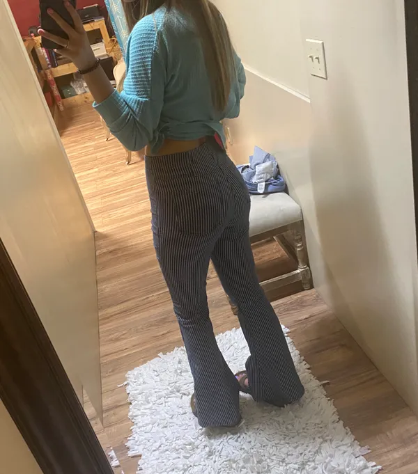 Navy And White Striped Pants With Band - Image 3