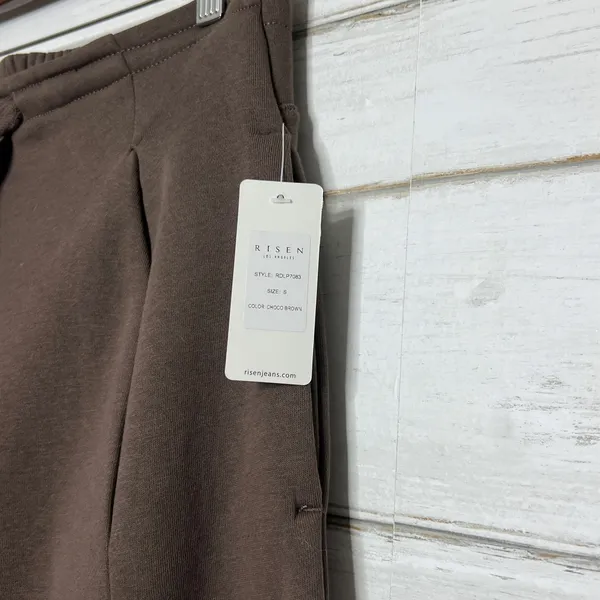 RISEN Drift Brown Wide Leg Jogger Pants Size Small Drawstring Elastic Waist - Image 9