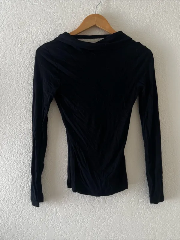 Michelle Mason black long sleeve cowl back top - Image 2