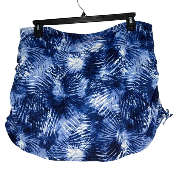 Lands End Blue Tropical Palm Print Swim Skirt 24W‎ Plus Size Cinch Side 522799 - Image 9