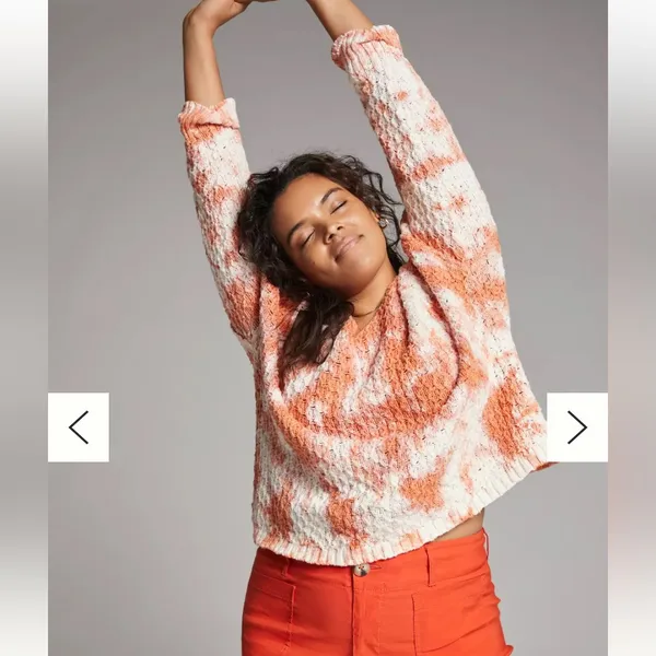 Anthropologie Pilcro Christian V-Neck‎ Sweater size small coral color Oversized - Image 2