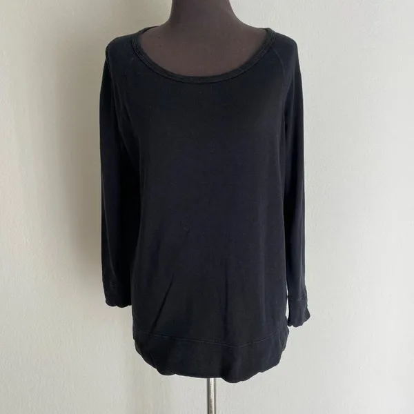James Perse Cotton Relaxed Clean Raglan Sleeve Supima Pullover Sweatshirt Black‎ - Image 5