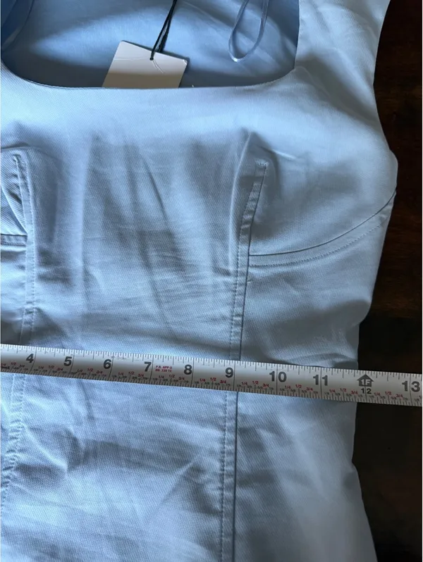Zara Light Blue Sleeveless Bodycon Dress Size S - Image 8
