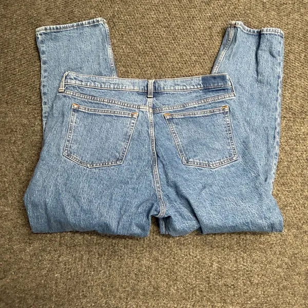 Abercrombie & Fitch Curve Love 90s Straight Mid Rise Jeans Blue 32 14S - Image 6