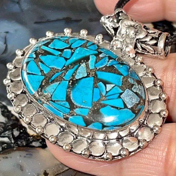 Spiny Turquoise in Copper Pendant 1 1/2”x 1 1/2” - Image 8