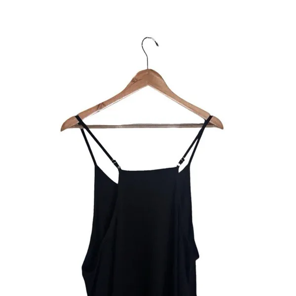 Women's Black Jumpsuit V Neck Strappy Sleeveless Pockets Large Casual Comfy - Image 4