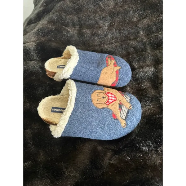 Lands End Labrador Dog Sherpa Lined Felt Clog Cork Slipper Slip-on Shoes 9.5 - Image 6