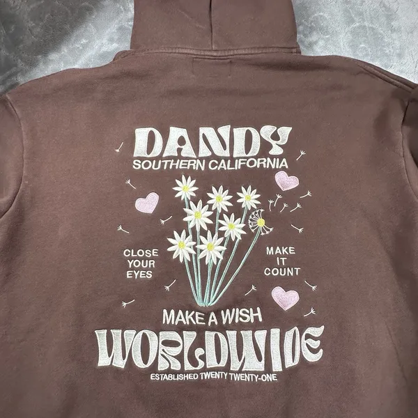 Women's Dandy Worldwide Make A Wish Oversized Lux Hoodie Large Chocolate Brown - Image 9