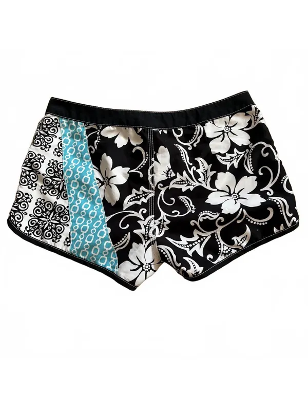 Y2K Roxy Surfer Board Swim Mini Shorts Surf Trunks Black Vintage Junior's 30" - Image 2