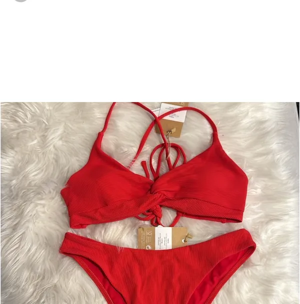 Berlook Red Twist Backless Bikini Top Size M - Image 6