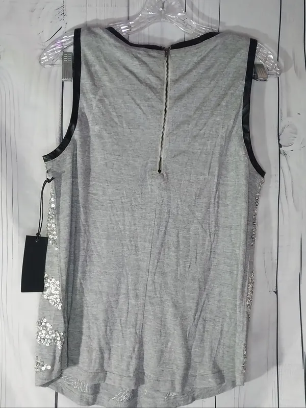 Revolve Line & Dot Silver Boho Glam Sequin Festival Glitzy Tank Top - Gray NWT - Image 6