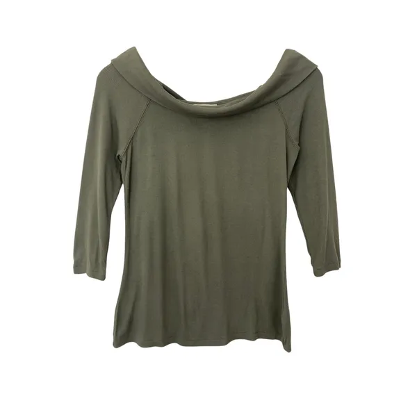 Anthropologie Saturday Sunday Copeland Earthy Minimalism Olive Green Shirt Top - Image 3