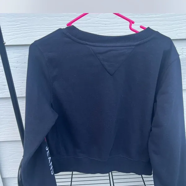 Tommy Hilfiger Blue Boxy Crop Hoodie - Image 4