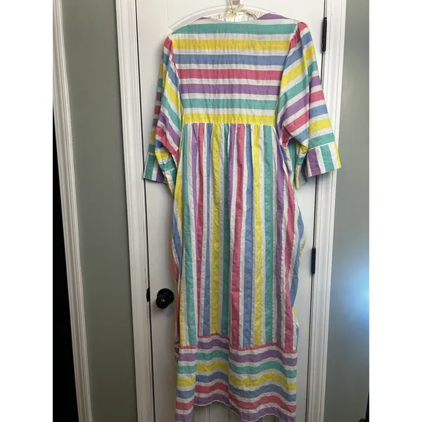 Styled by Saybury Women’s Rainbow Stripe Maxi Dress Pockets Boho Size XL Vintage - Image 3