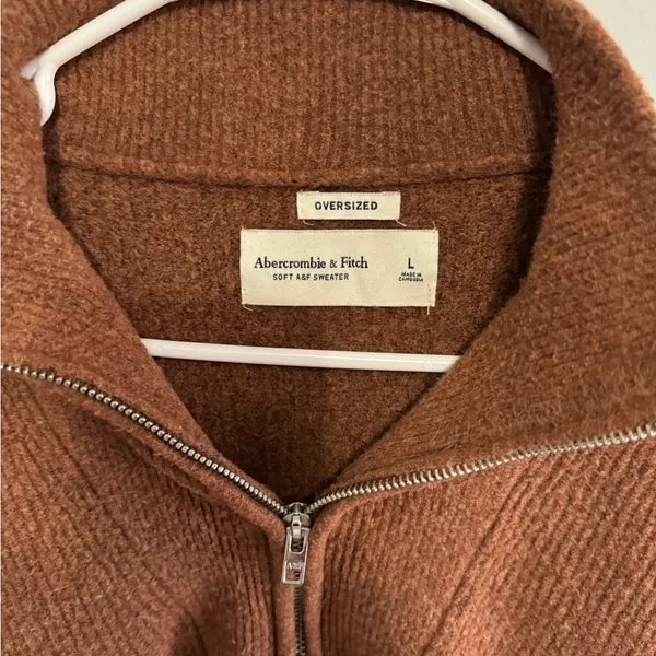 Abercrombie and Fitch Orange Quarter Zip Pullover Sweater - Image 2