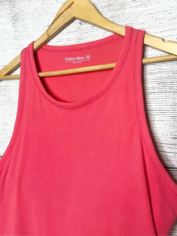Outdoor Voices Coral Pink Ribbed Athletic Tank Top with Built In Bra Size XXL - Image 4