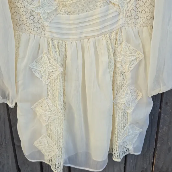 Free People Cream Lace Dress, long sleeve Size S - Image 6