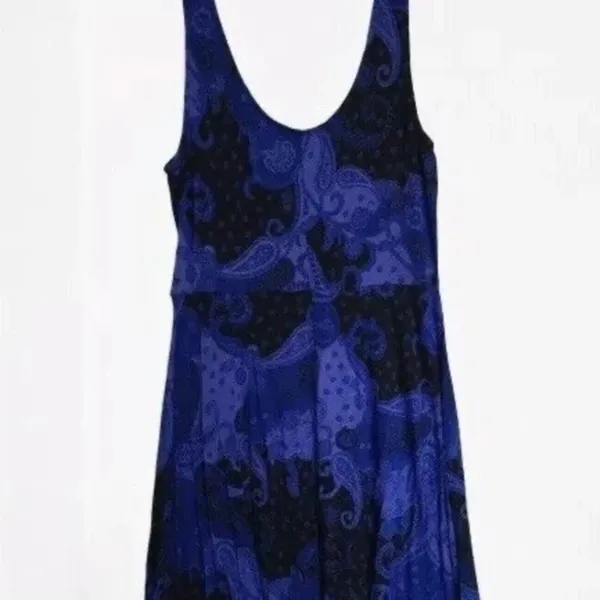 Express Blue Paisley Dress Women Size L - Image 4