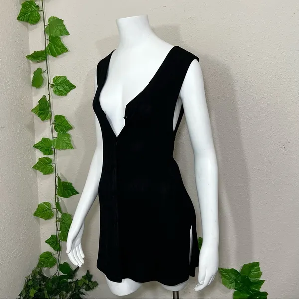 Pola Black Button Down Vest Dress - Image 11